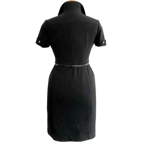 Calvin Klein Short Sleeve Collard Snap From Obsidian Black Shirt Dress Size 12 - Picture 3 of 6